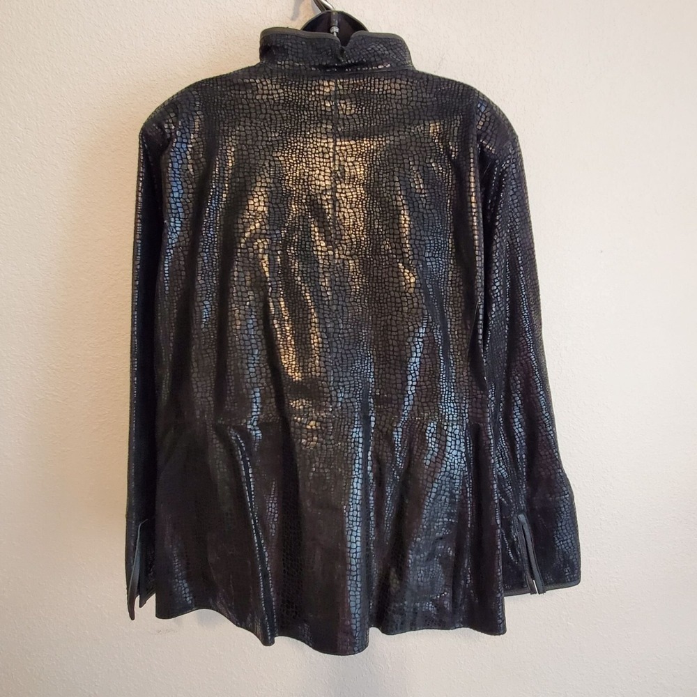 Bradley By Bradley Bayou Black Genuine Leather Jacket Embossed Texture Size 2XL - Picture 12 of 15